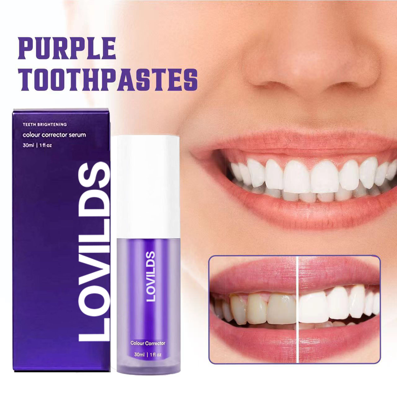 LOVILDS Colour Corrector Serum-Bright White Teeth Toothpaste